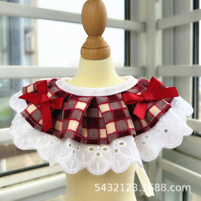 宠物猫咪口水巾泰迪金毛柯基萨摩围脖小中大型犬蕾丝围巾布偶围嘴