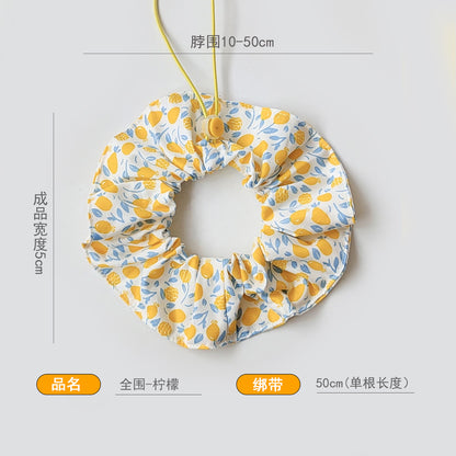 全围棉质清爽宠物卡通围巾布偶约克夏围兜猫咪狗狗碎花口水巾