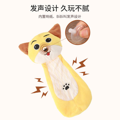 跨境新品可爱卡通动物玩具皮壳响纸耐咬狗玩具bb叫发声自嗨狗玩具