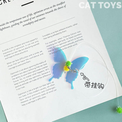 猫玩具透明小蝴蝶逗猫棒替换头炫彩亮片蝴蝶仿真昆虫逗猫神器新款