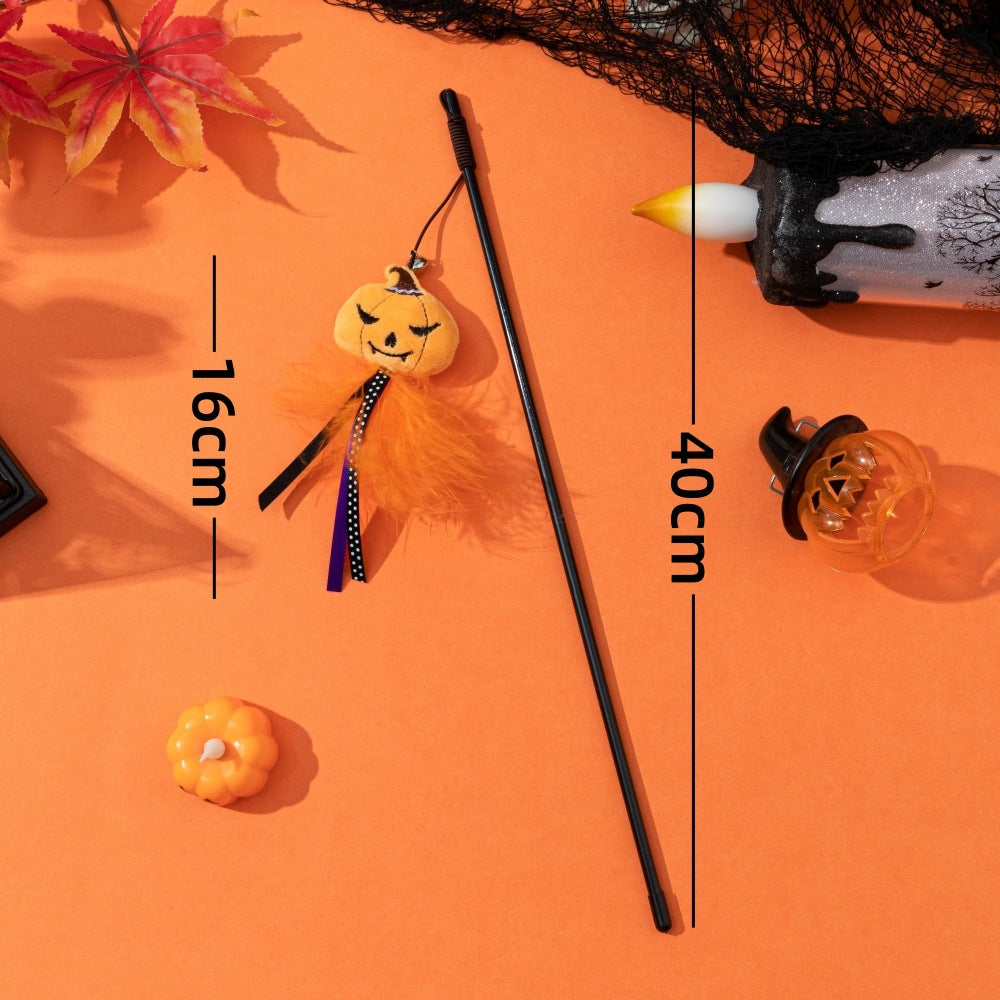 Moo - Bell & Feather Trim cat wand toy
