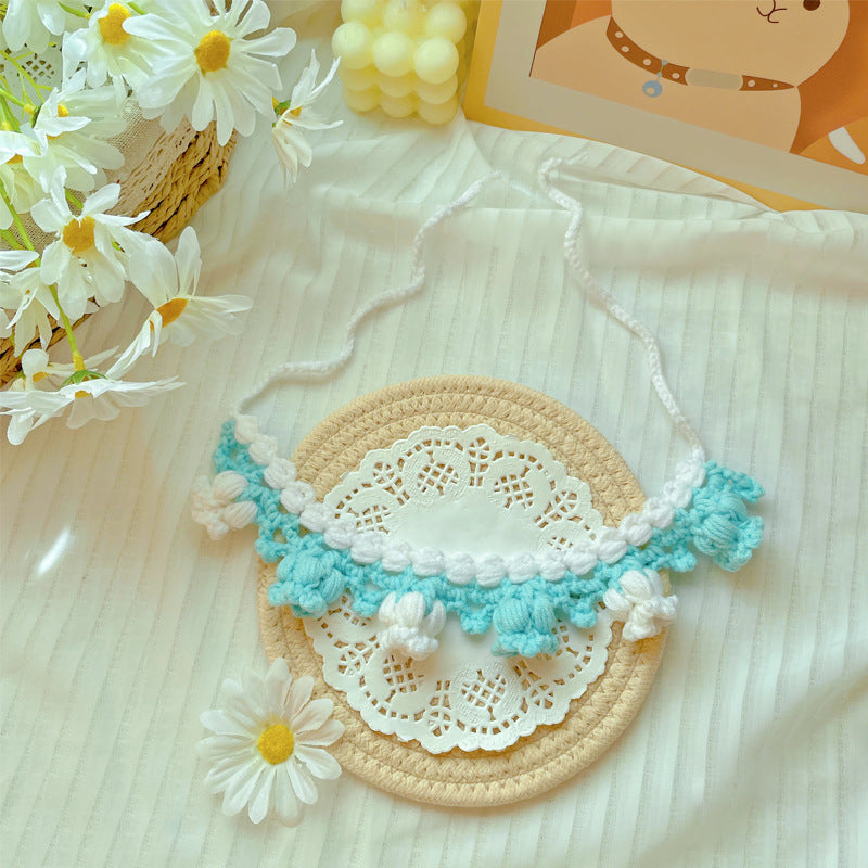 Mokka - Flower Knit Adjustable Cat Collar