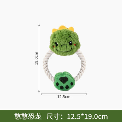 宠物棉绳磨牙玩具耐咬拔河绳结不伤牙龈洁齿狗玩具人宠互动拉扯圈