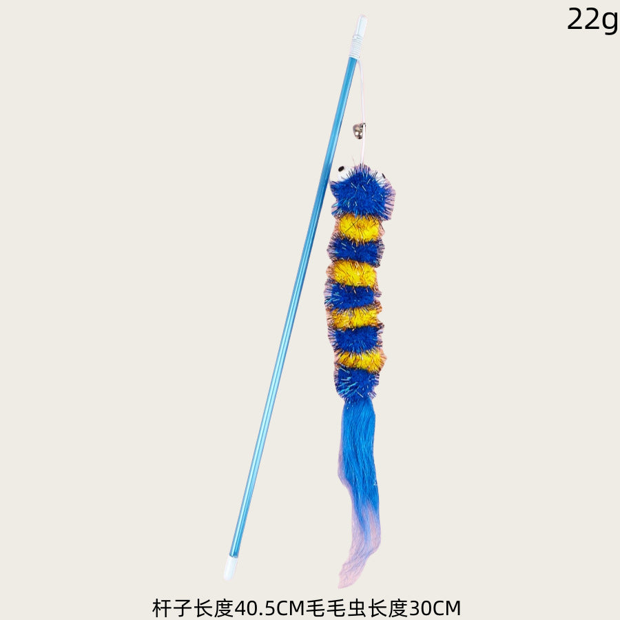 仿真毛绒毛毛虫猫玩具互动自嗨解闷逗猫神器宠物用品弹力绳逗猫棒