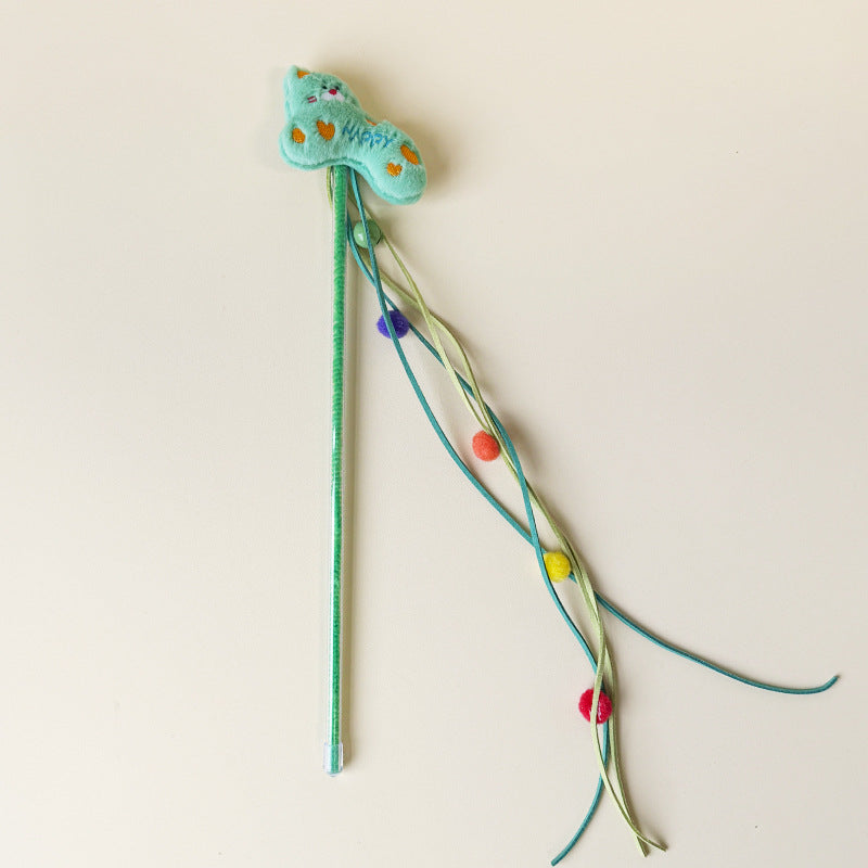 Product image for Moo - Cat Character Plush Topper Bell cat teaser wand (Mint)