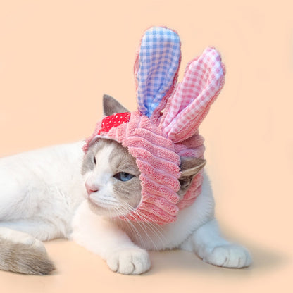 Close-up of Ozzie Bunny Pet Decorative Hat showing bunny ears detail