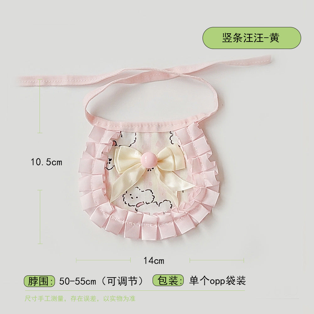 韩系蝴蝶结猫咪布艺拍照围脖项围兜口水巾手工装饰蕾丝狗狗围嘴