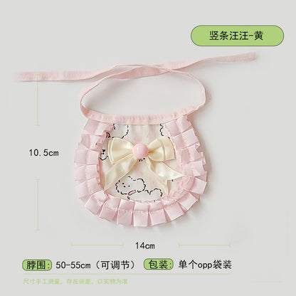 韩系蝴蝶结猫咪布艺拍照围脖项围兜口水巾手工装饰蕾丝狗狗围嘴