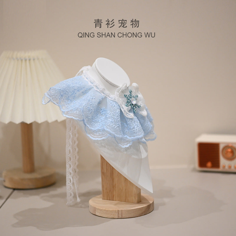【青衫宠物】猫咪狗狗宠物蕾丝口水巾布偶花边装饰衣服围脖围兜