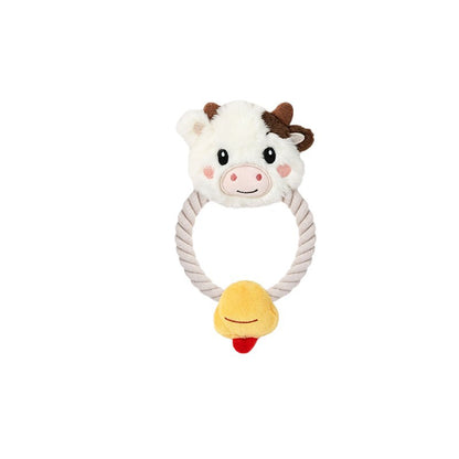 宠物棉绳磨牙玩具耐咬拔河绳结不伤牙龈洁齿狗玩具人宠互动拉扯圈