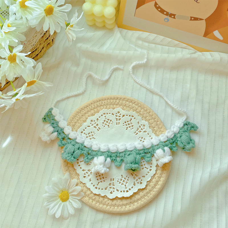 Mokka - Flower Knit Adjustable Cat Collar