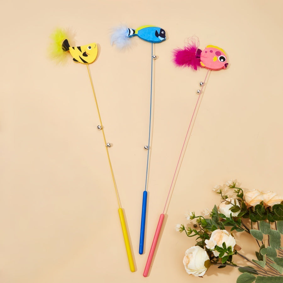 Moo - Fish-and-Feather Cat Wand Toy