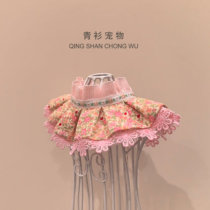 【青衫宠物】宠物口水巾宠物猫咪狗狗布偶花边衣服碎花围脖批发