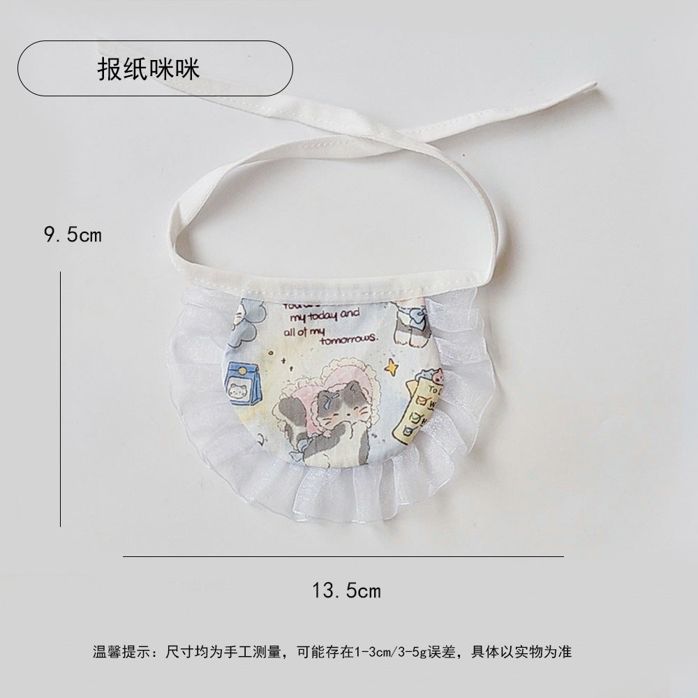 日系印花宠物口水巾跨境可爱猫咪狗狗蕾丝围兜小奶兜宠物饰品围巾