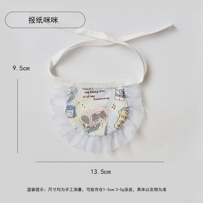 日系印花宠物口水巾跨境可爱猫咪狗狗蕾丝围兜小奶兜宠物饰品围巾
