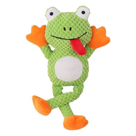 Petkin - Plush Frog Dog Toy with Squeaker
