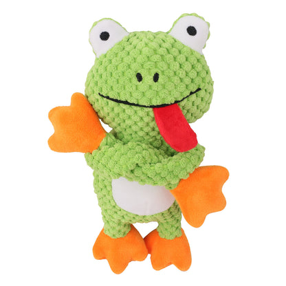 Petkin - Plush Frog Dog Toy with Squeaker