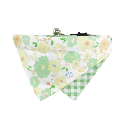 Mokka floral bow tie cat collar with visible floral pattern on fabric