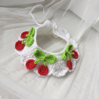 Mokka cherry knit adjustable cat collar coiled with visible adjustment mechanism
