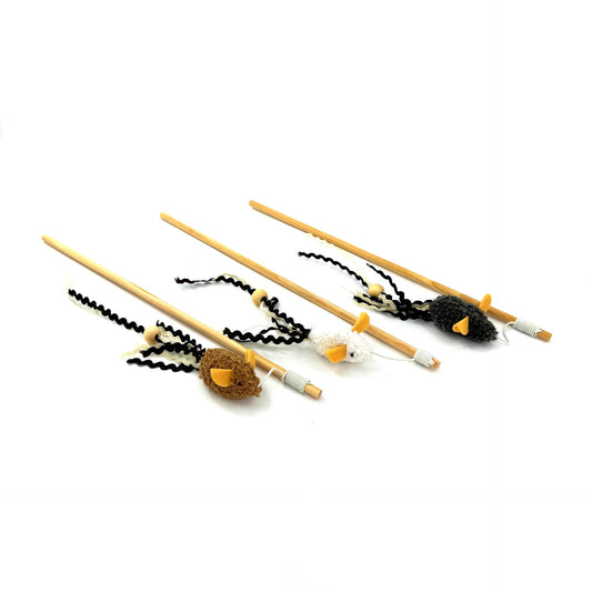 Moo – Fuzzy Mouse Cat Teaser Wand