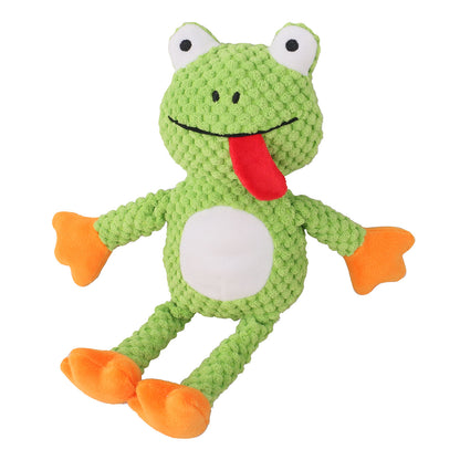 Petkin - Plush Frog Dog Toy with Squeaker