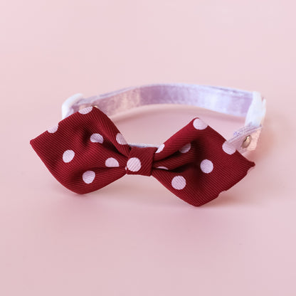 Mokka Polka Dots Bowtie Collar laid out with clear view of polka dot pattern