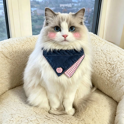 跨境宠物猫咪口水巾格子围兜狗狗围嘴小型犬比熊泰迪口水兜配饰品