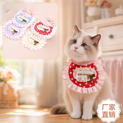 宠物口水巾围脖狗狗猫咪围兜小型犬泰迪比熊口水巾娃娃衣装饰围巾