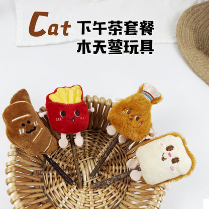 木天蓼猫玩具手工猫咪磨牙自嗨可爱卡通薯条汉堡土司鸡腿宠物用品