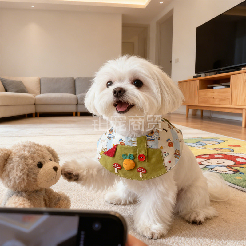 Mokka - Patterned Semicircular Bib Pet Neckwear