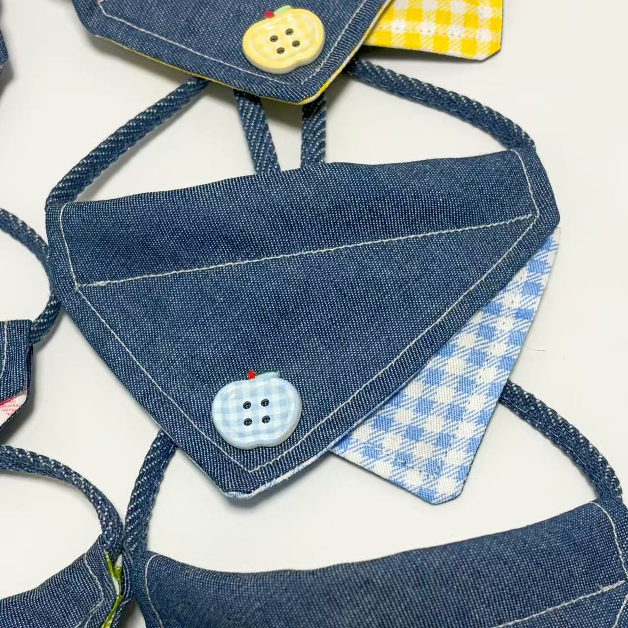 Mokka - Layered Gingham Bandana Pet Neckwear