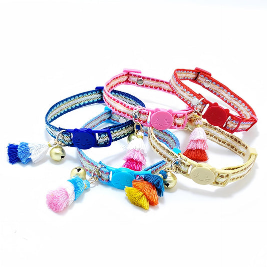 Mokka - Adjustable Cat Collar with Tassel Charm – Lightweight, Colourful & Safe for Everyday Wear