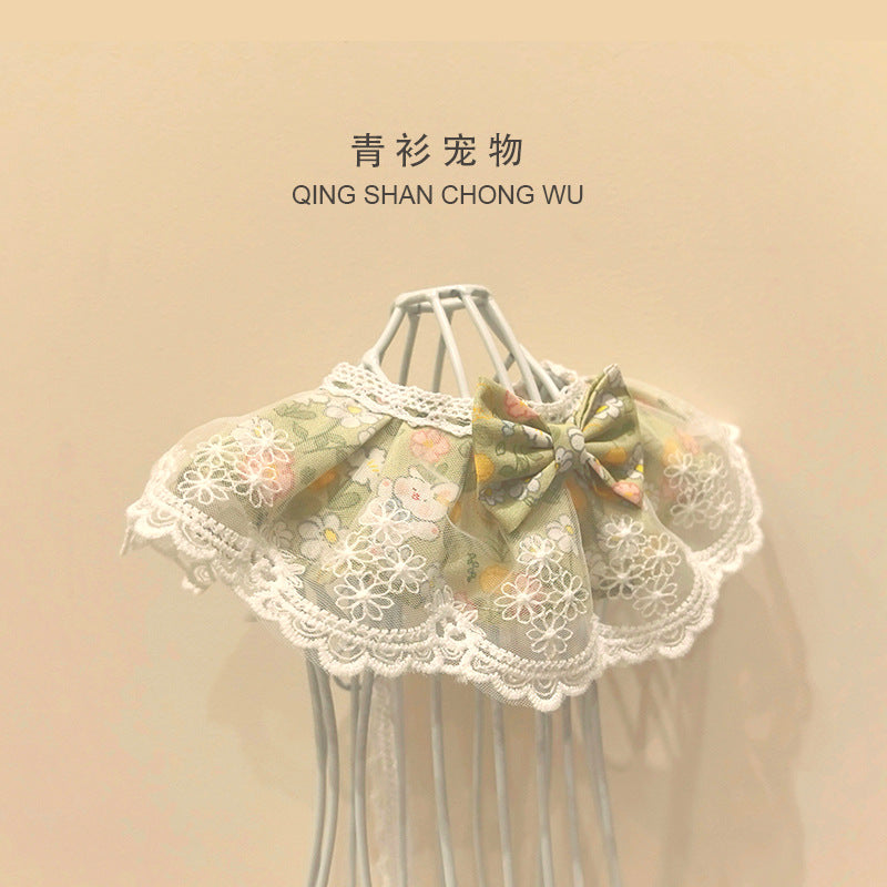 【青衫宠物】原创蕾丝口水巾宠物猫咪狗狗布偶娃娃衣服夏天围脖