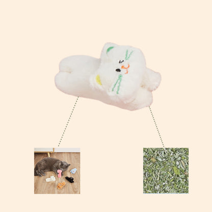 Moo - Embroidered Cartoon Cat Face plush cat toy