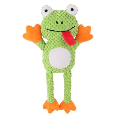 Petkin - Plush Frog Dog Toy with Squeaker