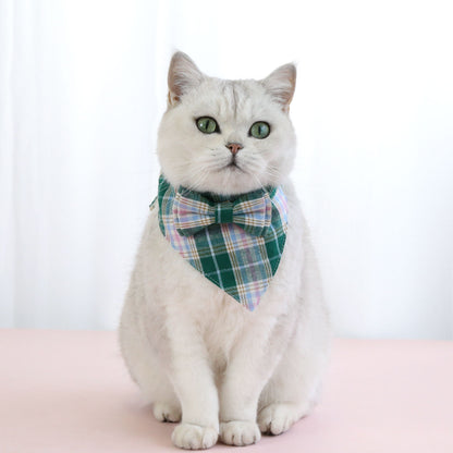 宠物格子英伦风蝴蝶结领带套装项圈防窒息猫咪狗可调节绅士项圈