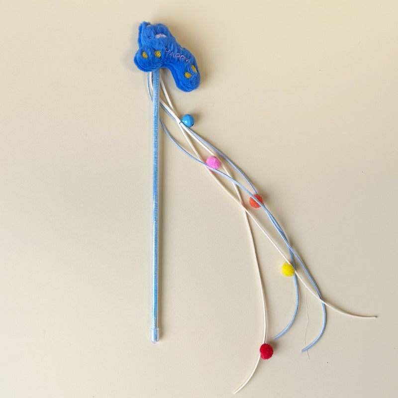 Product image for Moo - Cat Character Plush Topper Bell cat teaser wand (Blue)