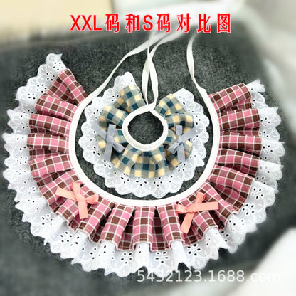 宠物猫咪口水巾泰迪金毛柯基萨摩围脖小中大型犬蕾丝围巾布偶围嘴