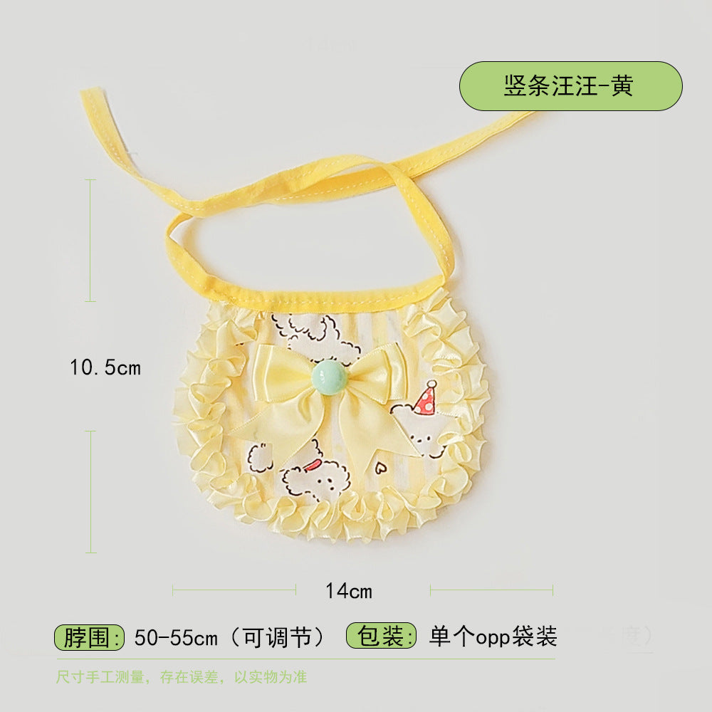 韩系蝴蝶结猫咪布艺拍照围脖项围兜口水巾手工装饰蕾丝狗狗围嘴