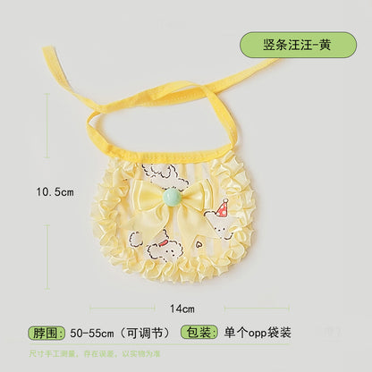 韩系蝴蝶结猫咪布艺拍照围脖项围兜口水巾手工装饰蕾丝狗狗围嘴