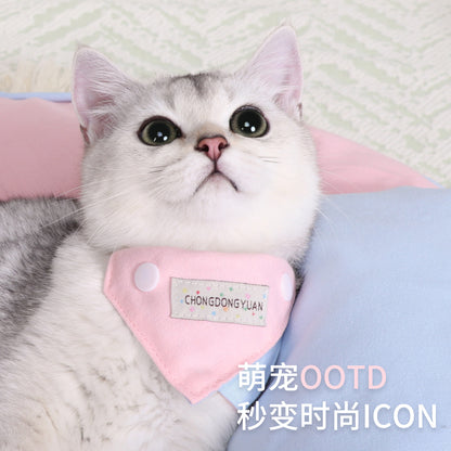 宠物狗狗口水巾ins马卡龙宠物帆布三角巾比熊围兜布偶猫猫咪围脖