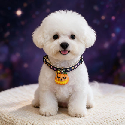 万圣节宠物项圈猫咪狗大型犬可调节铃铛装饰品星星南瓜蜘蛛安全扣