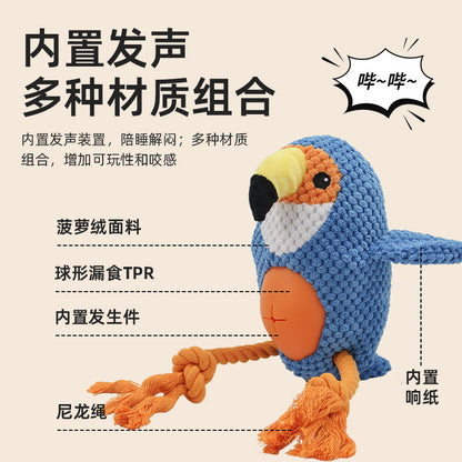 毛绒宠物玩具鹦鹉造型狗内置bb叫耐啃咬发声磨牙互动狗狗耐咬