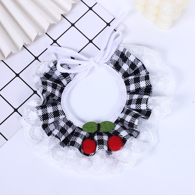 Mokka - Pom-Pom Cherry Ruffled Bib Pet Neckwear