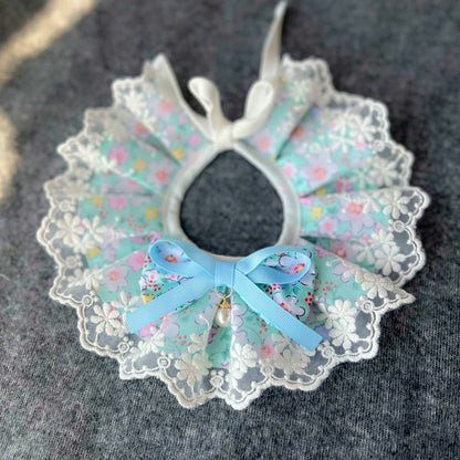 Mokka - Ruffled Floral Lace-Look Bib Pet Neckwear