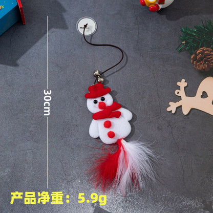 Temu新款圣诞猫玩具弹力绳逗猫棒雪人逗猫可爱风猫厂家铃铛