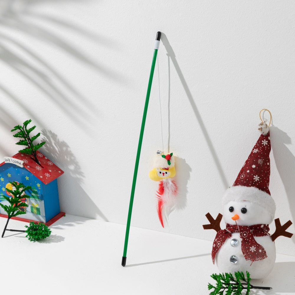 Product image for Moo - Jingle Bell Feather-Tail cat teaser wand (圣诞袜圣诞逗猫棒)