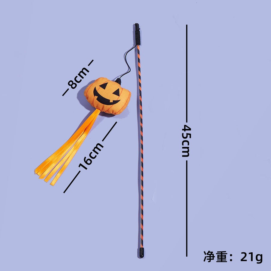 Product image for Moo - Striped Ribbon Streamer Wand Cat Toy (Orange)
