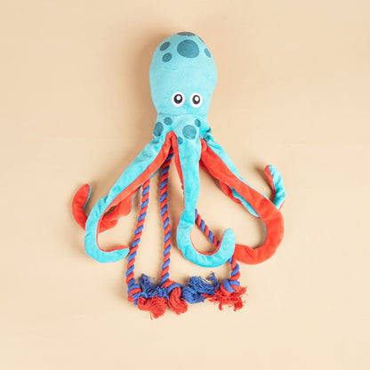 Petkin Octopus Dog Toy displayed from side angle highlighting tentacle details