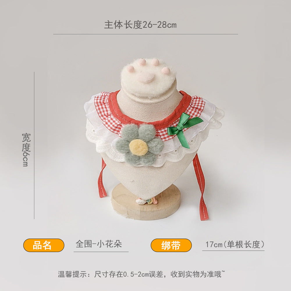 全围口水巾小狗狗格子小花围兜宠物口水巾比熊泰迪猫咪围脖批发